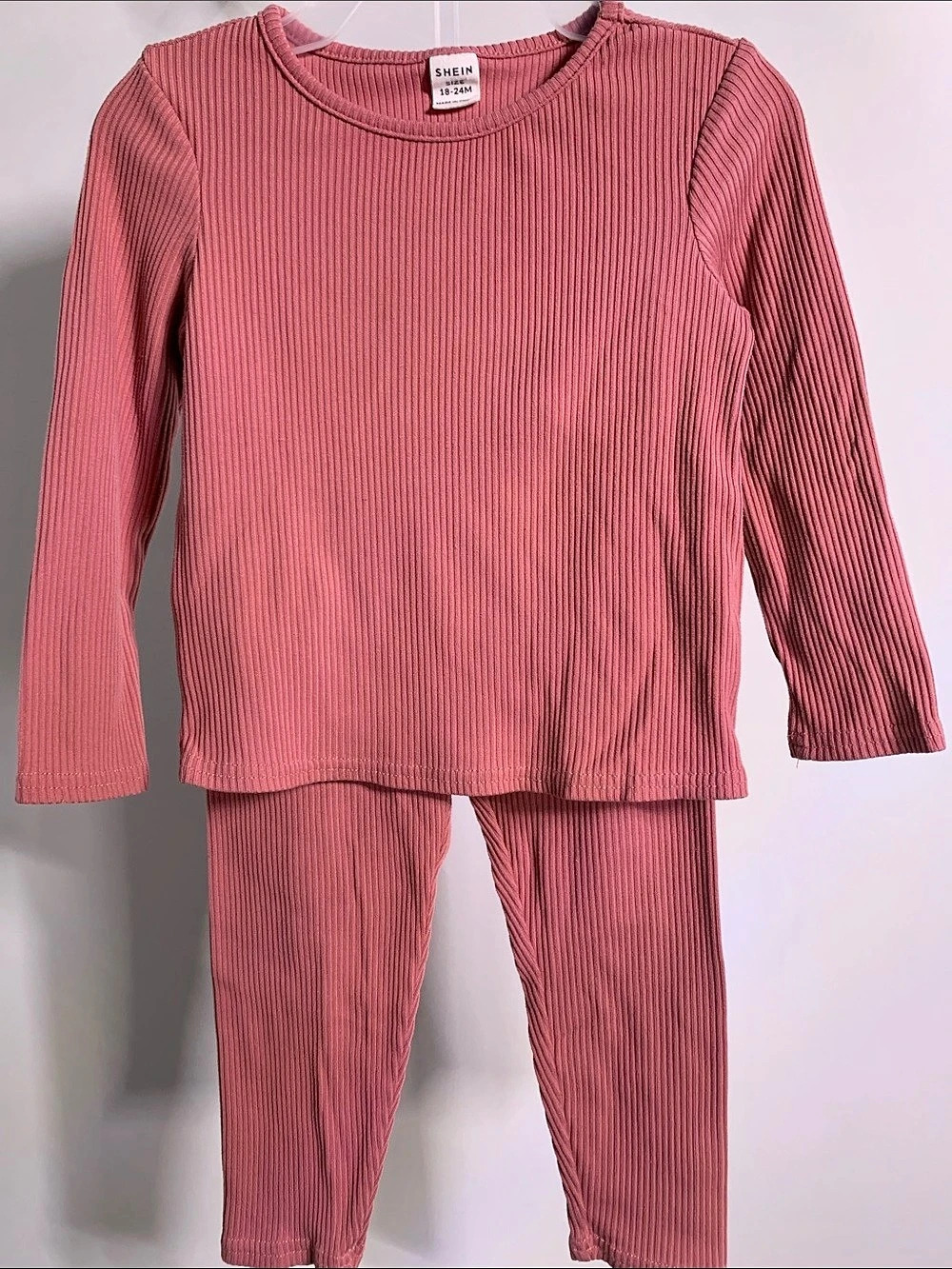 SHEIN Ribbed Two piece Set in Pink Girls 18-24M